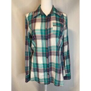 Cabincore M Plaid Button Down Shirt Womens Cotton Gorpcore Natural Reflections